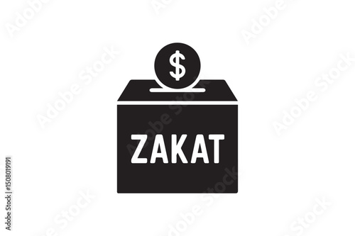 Zakat box silhouette vector art illustration on white background