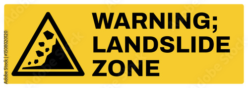warning safety signs v2 uppercase text_warning ; landslide zone_landscape size 1/2 a4,a3,a2,a1	 
