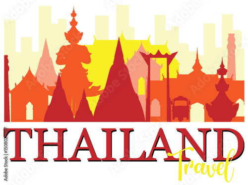 Thailand Travel Silhouette Vector Illustration