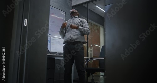 Wallpaper Mural Happy Stock Trader Looking at Real-Time Stocks on Computer, Talking on Phone, Celebrating Winning Trade Deal with Colleague. Excited African American Investment Agent Making Profitable Investments. Torontodigital.ca