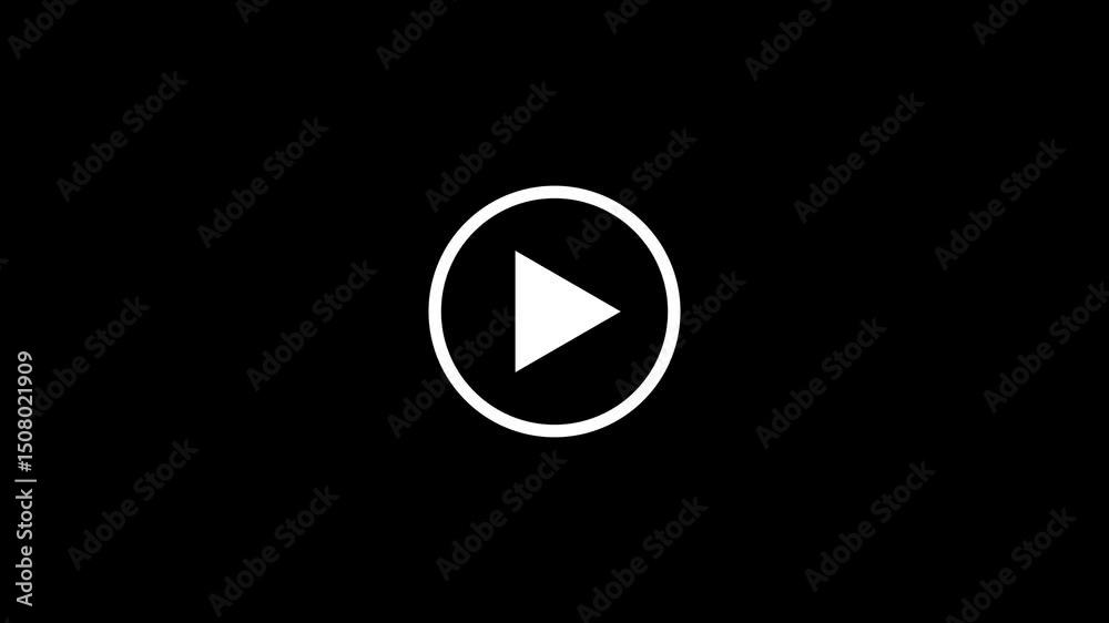 play icon, video play icon for website and mobile design animation on black background. glowing play button animation. Press to play.