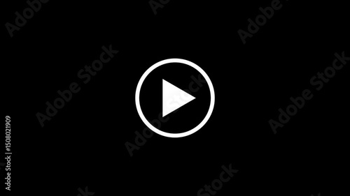 play icon, video play icon for website and mobile design animation on black background. glowing play button animation. Press to play.