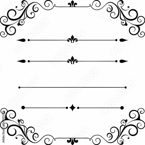 Elegant decorative dividers, Decorative lines, Ornate line separators, vintage flourish designs, whimsical borders, and charming embellishments for creative projects, invitations, and layouts.