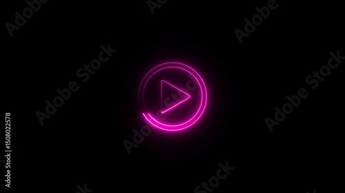 Wallpaper Mural UI rendering in three dimensions Isolated play icon with neon light . Blue play button on black background. Start button. Neon glowing play button. Torontodigital.ca