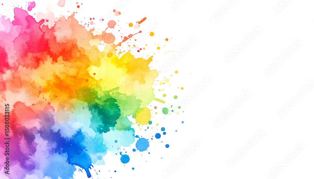 Obraz premium Abstract colorful watercolor paint splash with artistic grunge texture and rainbow pattern