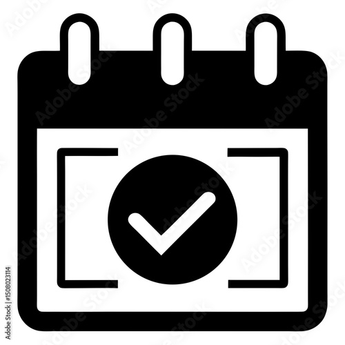 flat calendar with checkmark task completed