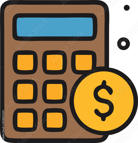 A calculator with buttons and a money symbol in front