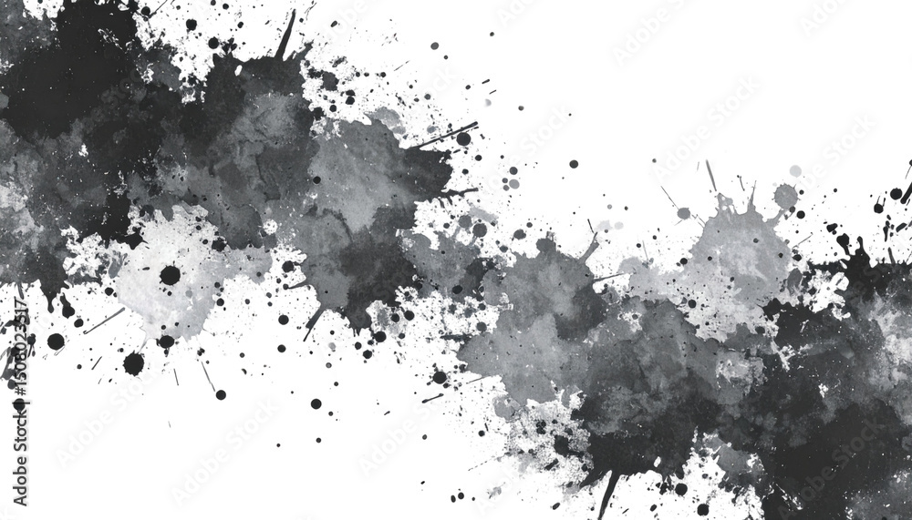 Obraz premium Black ink splash illustration with textured paint drops. 