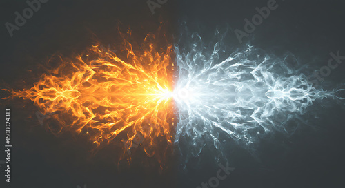 Fiery Inferno vs Glacial Frost Abstract Fire and Ice Collision