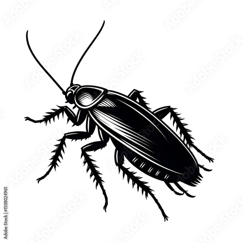‎Create a cockroach silhouette vector style with white background