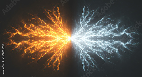 Abstract Fiery and Icy Energy Collision Digital Art Background