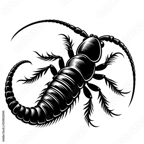 ‎Create a earwig silhouette vector style with white background