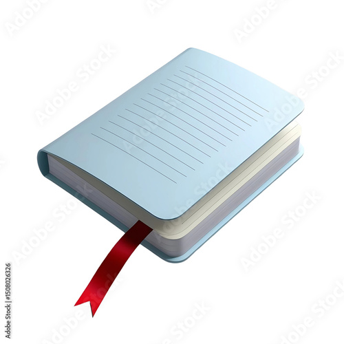 3d blue book icon with red bookmark transparent PNG, cut out
