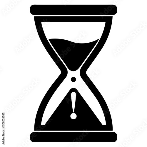 flat hourglass with alert exclamation