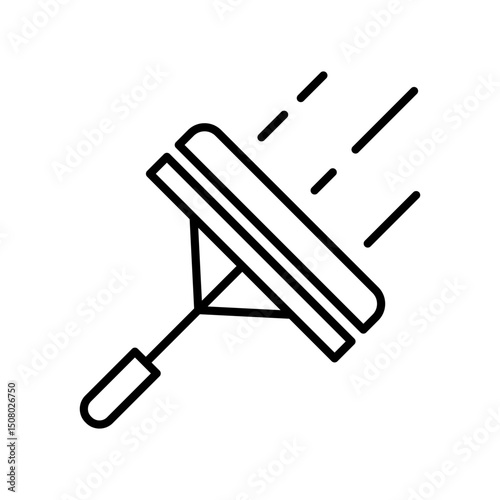 Window Squeegee Line Icon. Black and White Window Cleaner Outline Symbol