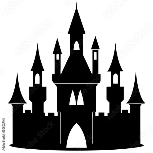 vector castle silhouette icon in black