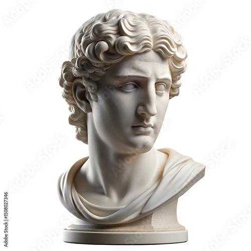 Photo of White marble bust sculpture isolated on transparent background