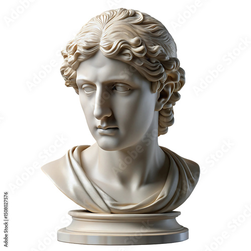 Photo of White marble bust sculpture isolated on transparent background