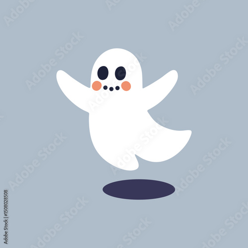 White cheerful ghost with happy mood representing Halloween 
