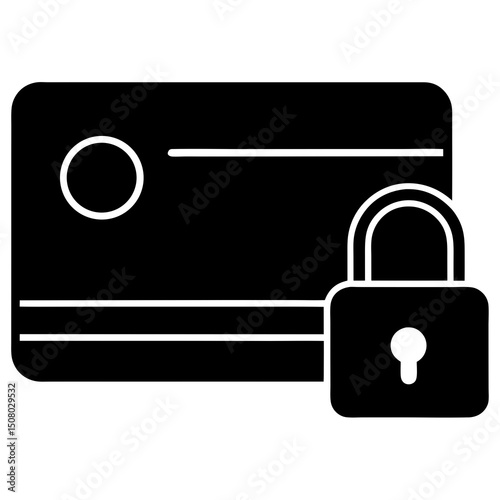 credit card with padlock icon flat vector on white