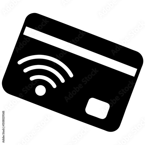 credit card with wifi contactless symbol on white