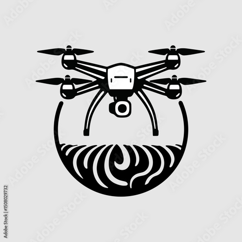 Drone observing crop  and focus over agricultural field
