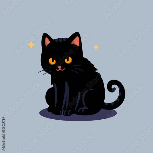Black cat with intense gaze