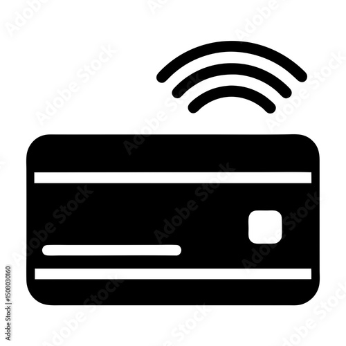 flat credit card icon with contactless signal
