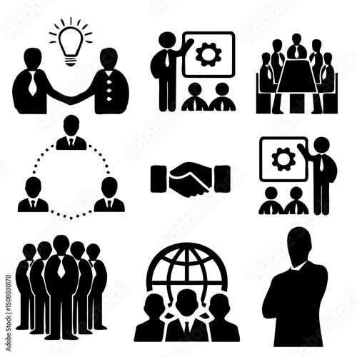 business teamword and collaboration vector icon set