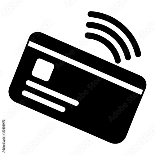 flat credit card icon with contactless signal