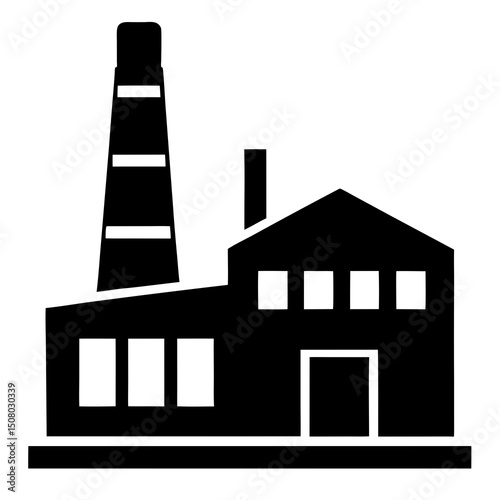 flat factory building icon with smokestack vector