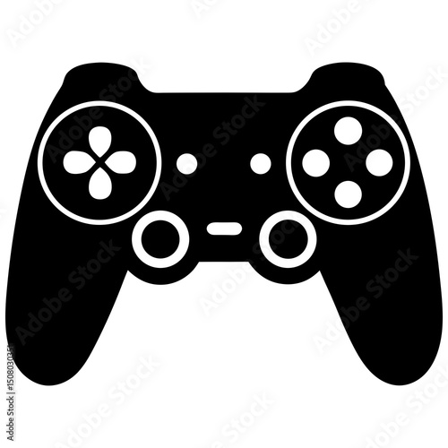 flat gaming controller icon with buttons on white