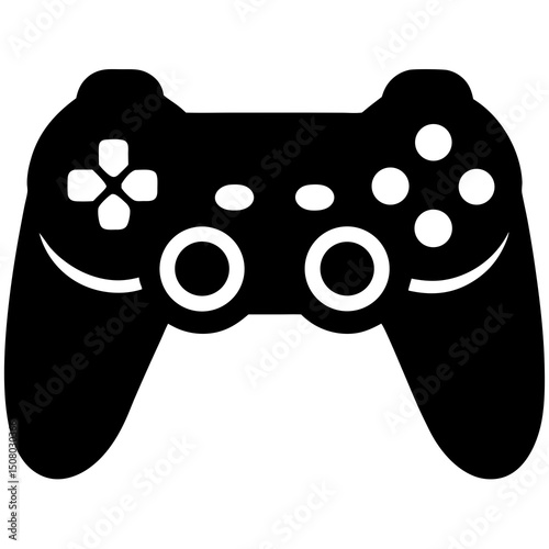 flat gaming controller icon with buttons on white