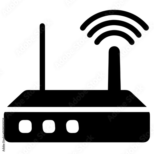 flat home wi fi router icon with signal