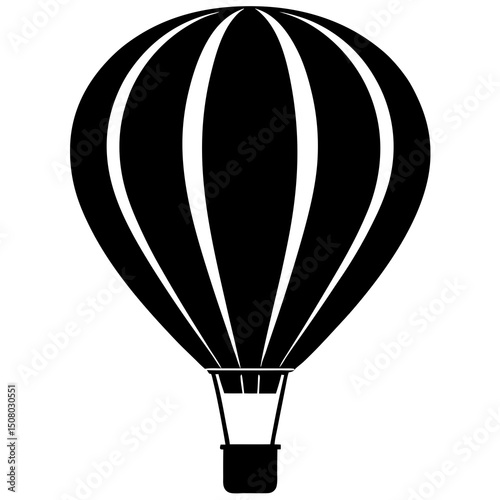 flat hot air balloon icon in silhouette vector