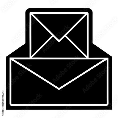 flat mail inbox tray icon with envelope on white