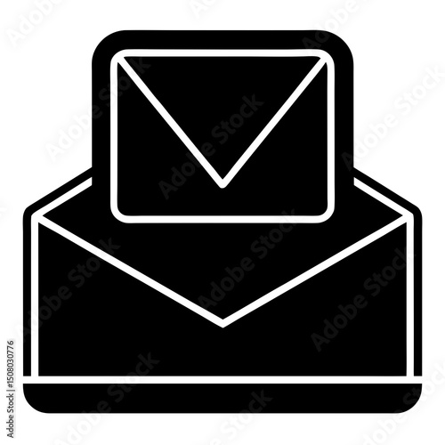 flat mail inbox tray icon with envelope on white