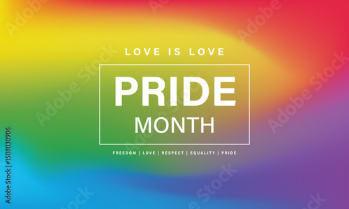 Pride gradient background with LGBTQ Pride flag colours. Vector banner logo lgbtq pride month with rainbow colors. Symbol of pride month june support