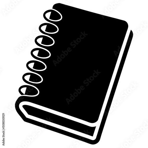flat notebook with spiral binding icon on white