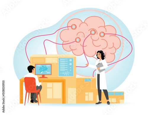 Neurology, Scientists Conducting Brain Research Analysis in a Laboratory Setting.