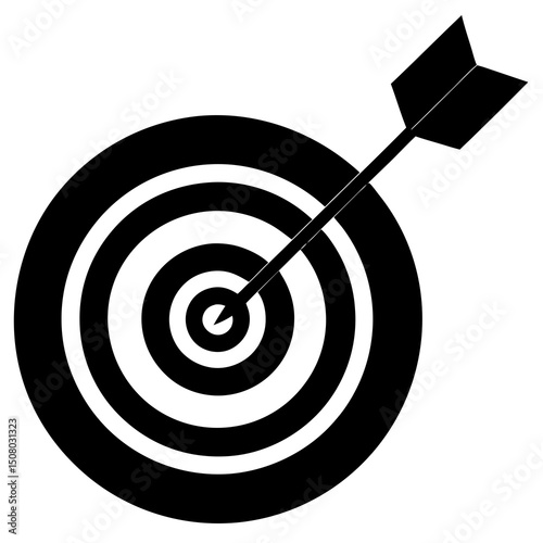 flat target icon with arrow hitting center vector