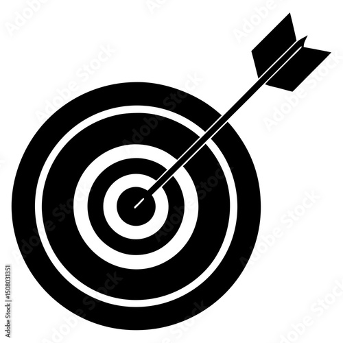 flat target icon with arrow hitting center vector