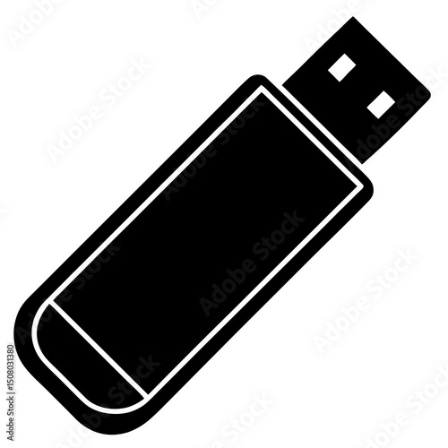 flat usb flash drive icon illustration on white
