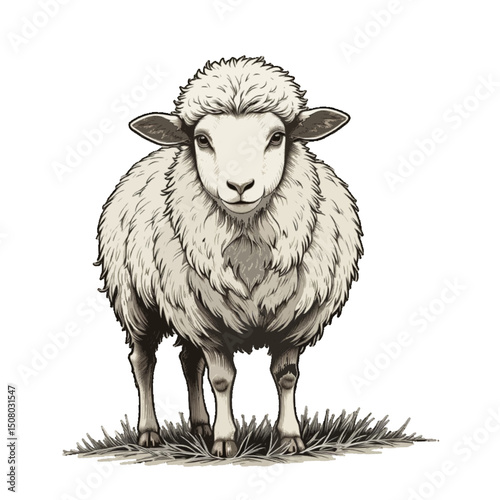 Rural Life Icons: Isolated Sheep and Goats Illustration