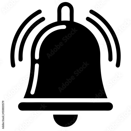 flat vector alarm bell icon with ringing lines
