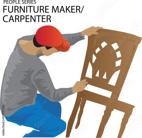 illustration vector of furniture maker or carpenter