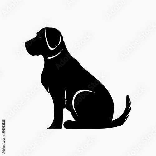 A single dog animal silhouette vector illustration.
