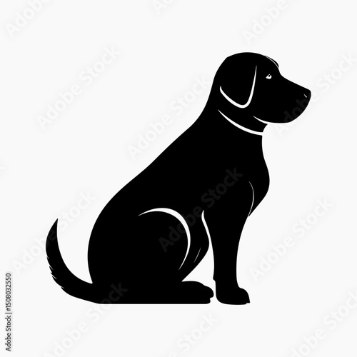 A single dog animal silhouette vector illustration.