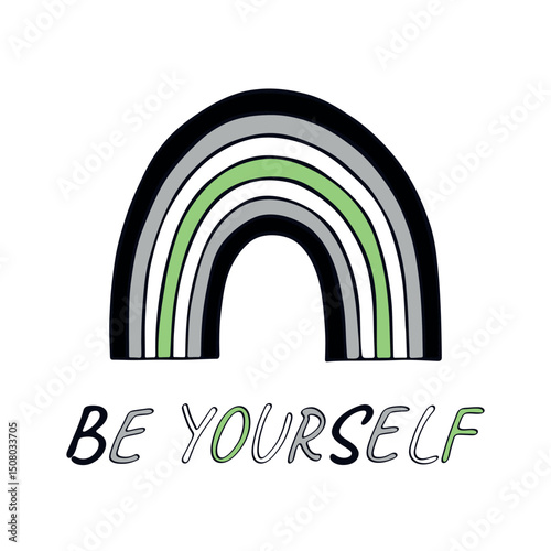 Colorful rainbow shape Agender pride flag Happy pride day LGBTQIA community Pride Month Vector hand drawn doodle for posters, stickers, logo, cards