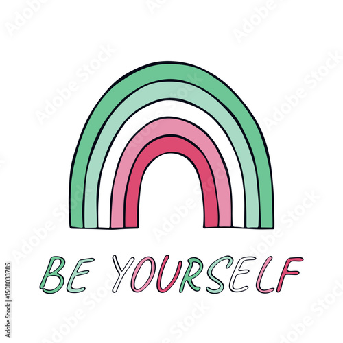 Colorful rainbow shape Abrosexual pride flag Happy pride day LGBTQIA community Pride Month Vector hand drawn doodle for posters, stickers, logo, cards